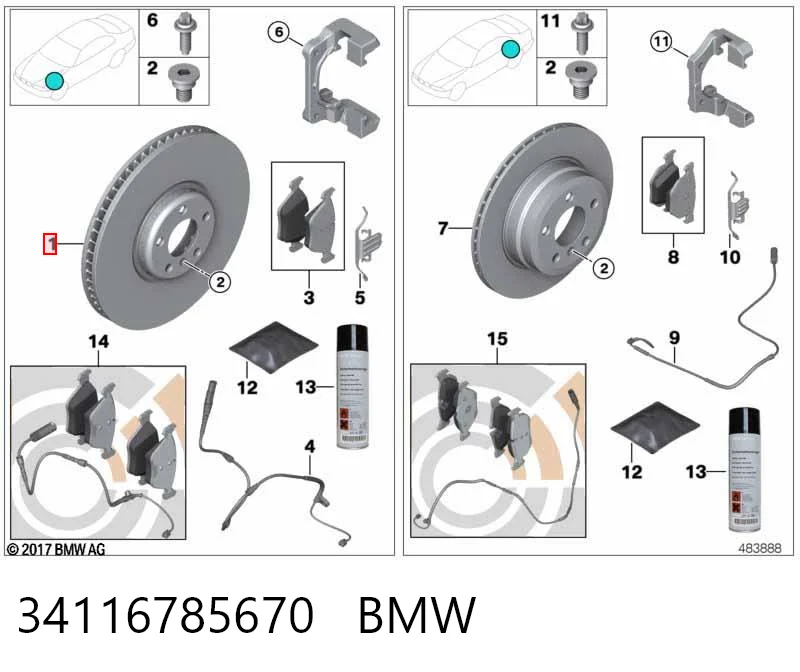 34116785670 BMW Disco do freio dianteiro