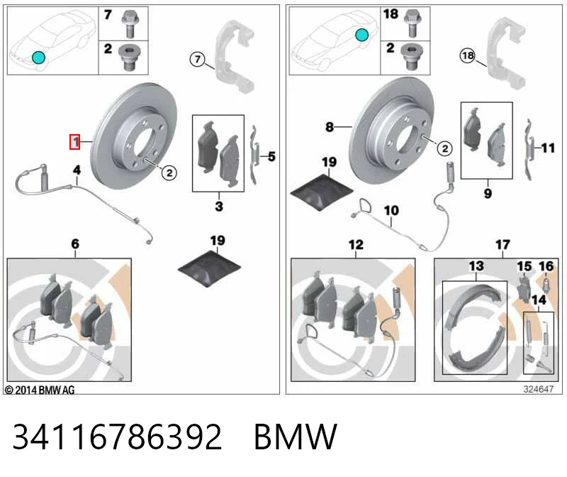 34116786392 BMW Disco do freio dianteiro