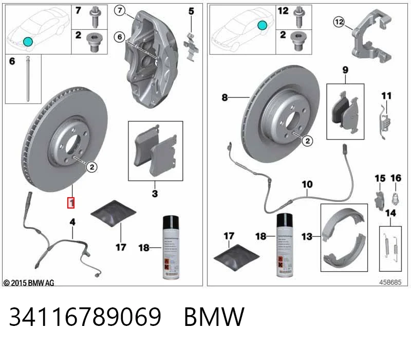 34116789069 BMW Disco do freio dianteiro
