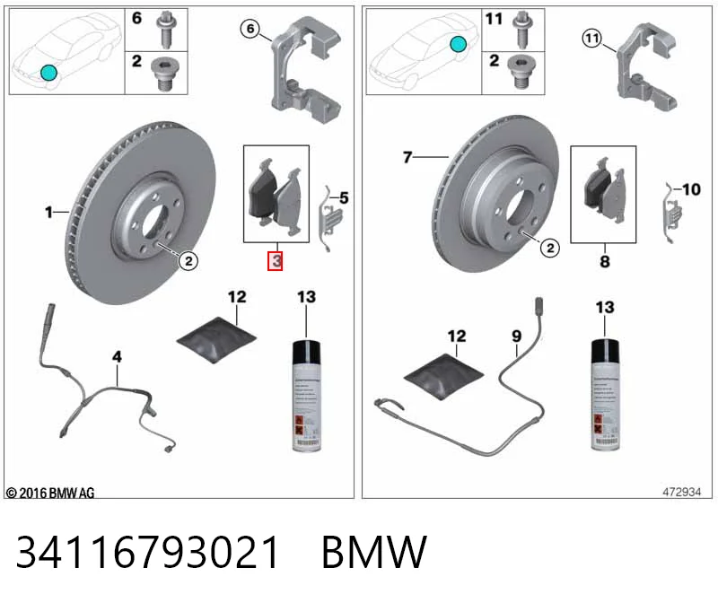 34116793021 BMW Sapatas do freio dianteiras de disco