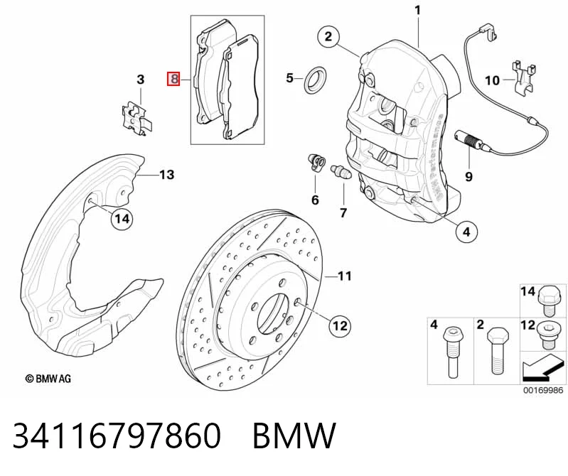 34116797860 BMW Sapatas do freio dianteiras de disco