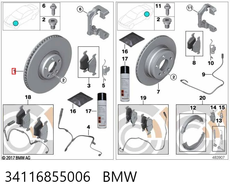 34116855006 BMW Disco do freio dianteiro