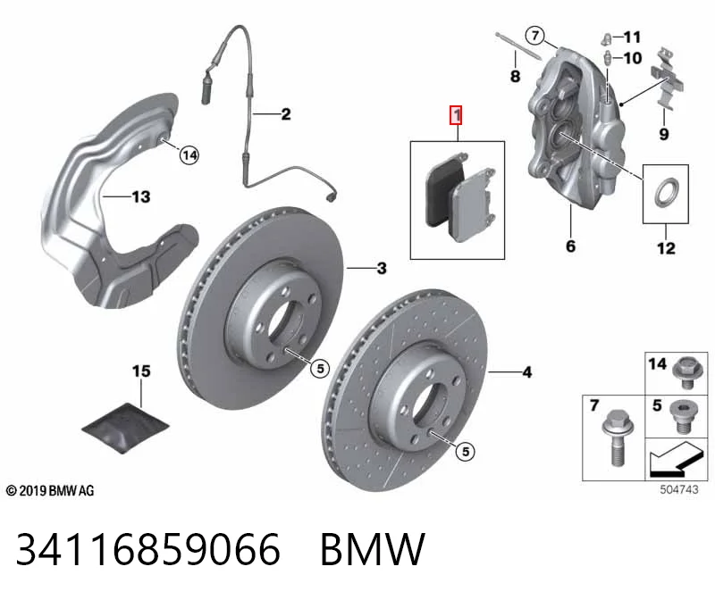 34116859066 BMW Sapatas do freio dianteiras de disco