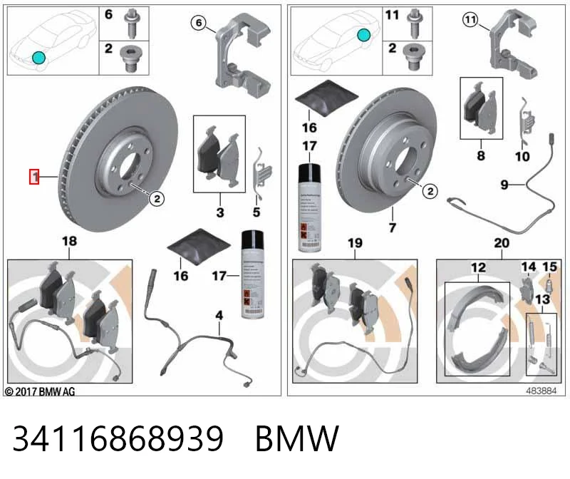 34116868939 BMW Disco do freio dianteiro