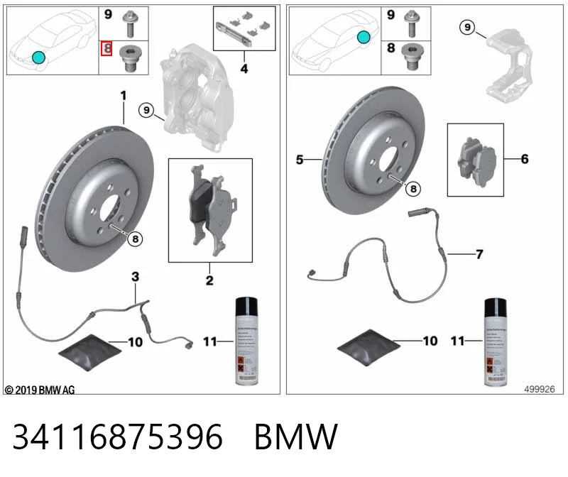 34116875396 BMW Sapatas do freio dianteiras de disco