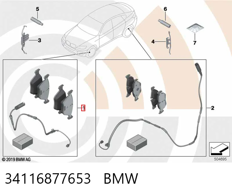 34116877653 BMW Sapatas do freio dianteiras de disco