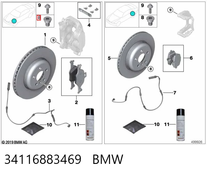 34116883469 BMW Sapatas do freio dianteiras de disco