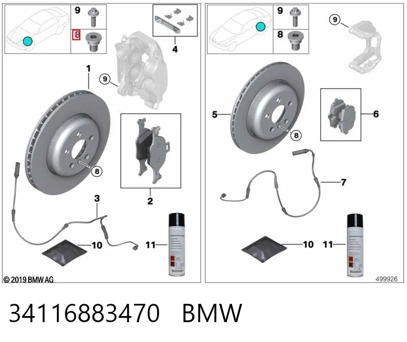34116883470 BMW Sapatas do freio dianteiras de disco