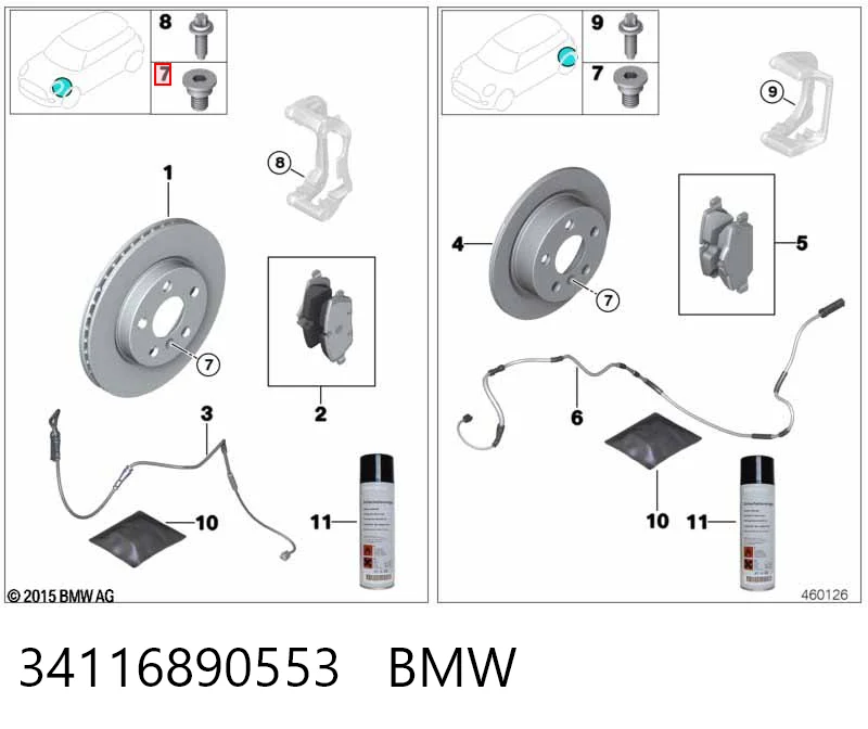 34116890553 BMW Sapatas do freio dianteiras de disco