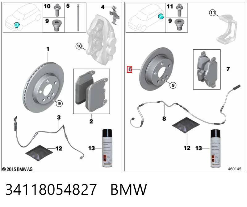 34118054827 BMW Disco do freio traseiro