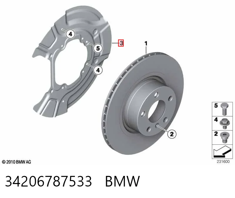 34206787533 BMW Proteção do freio de disco traseiro