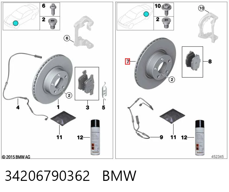 34206790362 BMW Disco do freio traseiro
