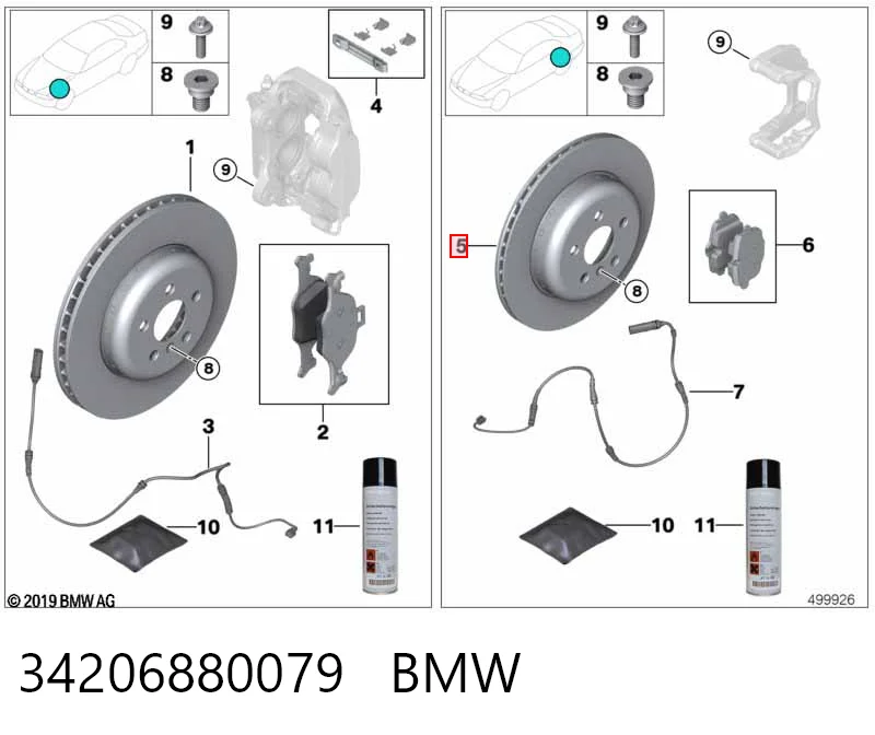 34206880079 BMW Disco do freio traseiro