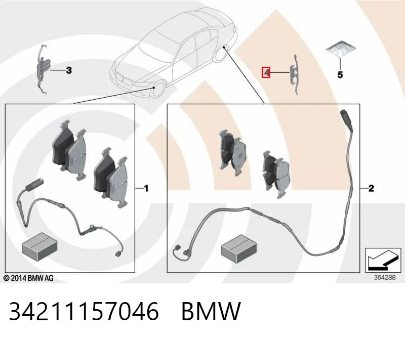 34211157046 BMW Kit de molas de fixação de sapatas de disco traseiras
