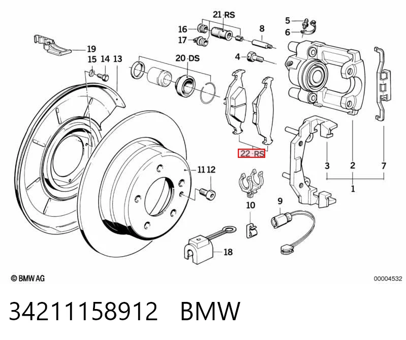 34211158912 BMW Sapatas do freio traseiras de disco