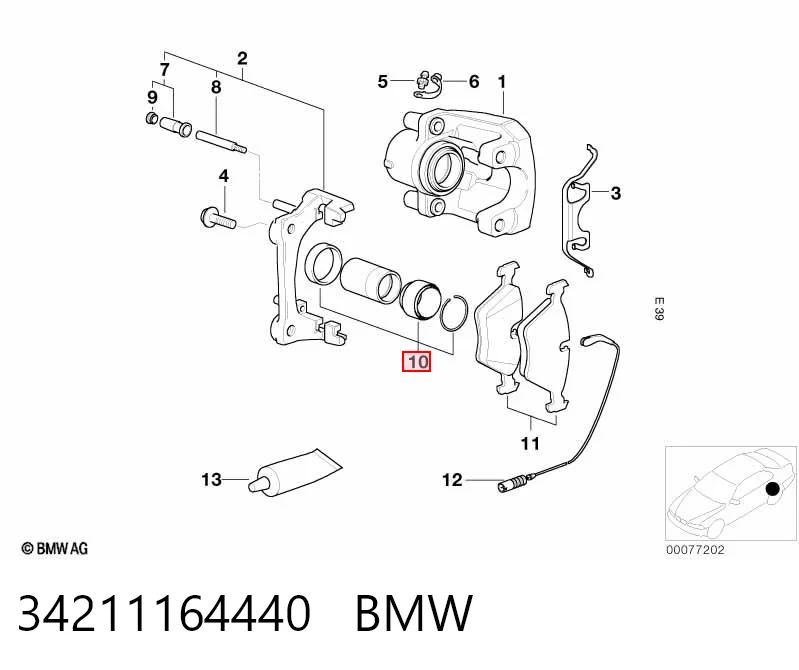 Kit de reparação de suporte do freio traseiro Mercedes C  W204