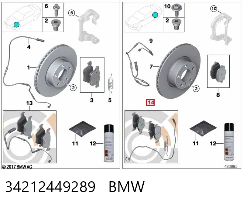 34212449289 BMW Sapatas do freio traseiras de disco