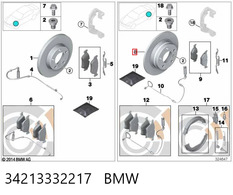 34213332217 BMW Disco do freio traseiro