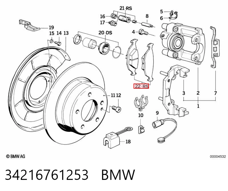 34216761253 BMW Sapatas do freio traseiras de disco