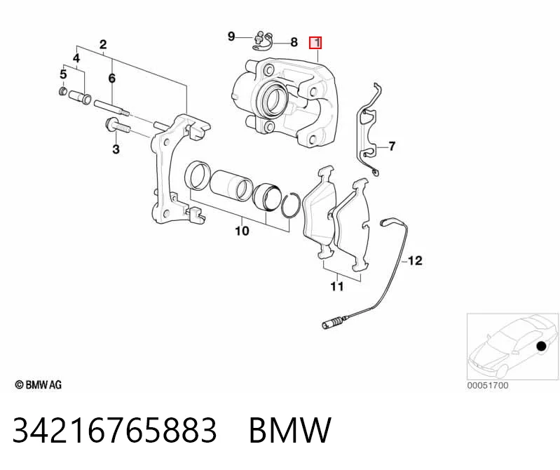 34216765883 BMW Suporte do freio traseiro esquerdo