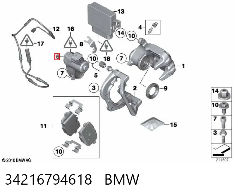 34216794618 BMW Motor de acionamento do freio de suporte traseiro