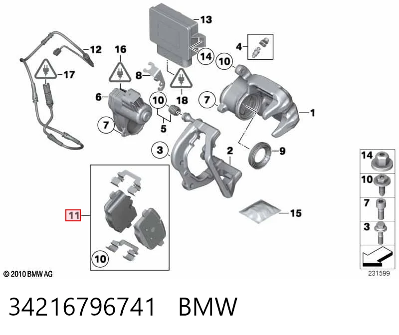 34216796741 BMW Sapatas do freio traseiras de disco