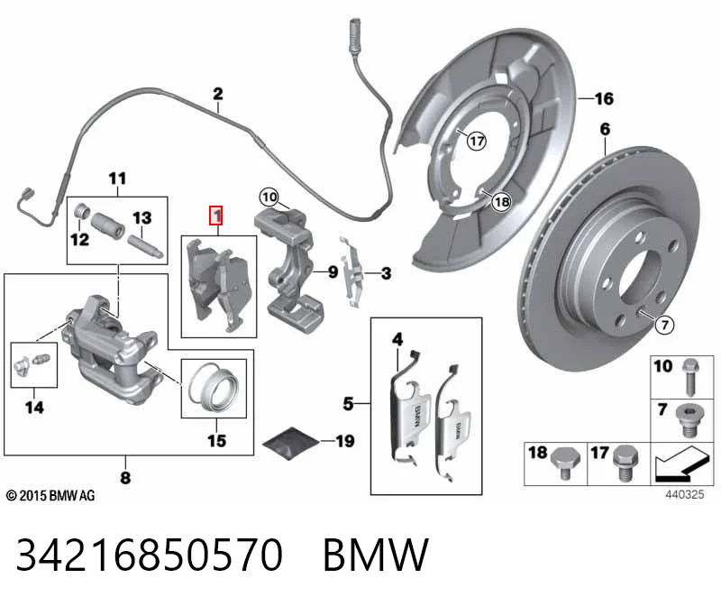 34216850570 BMW Sapatas do freio traseiras de disco