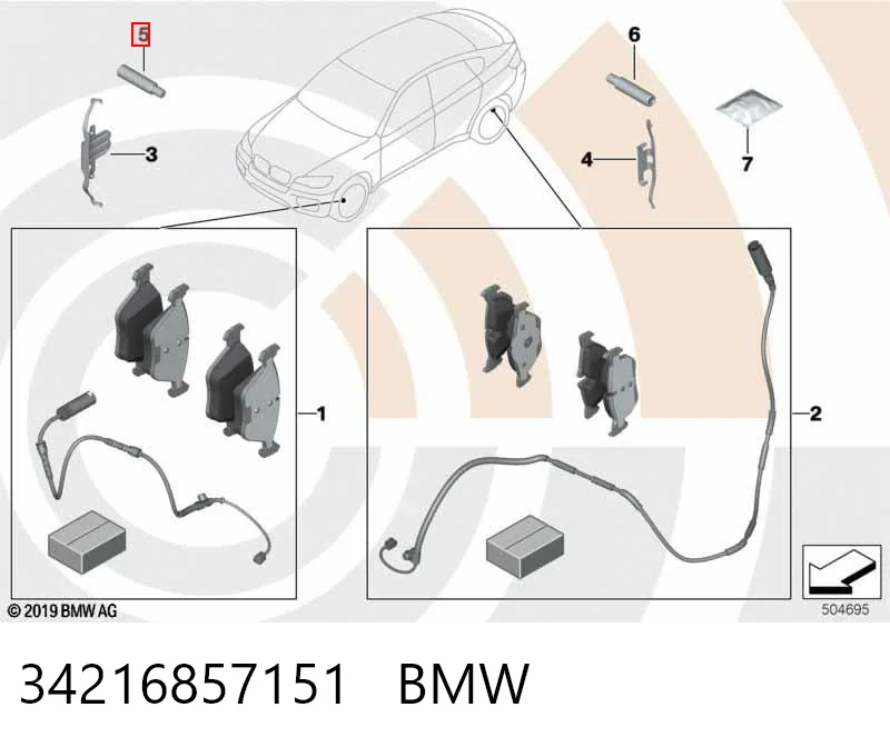 34216857151 BMW Kit de molas de fixação de sapatas de disco traseiras