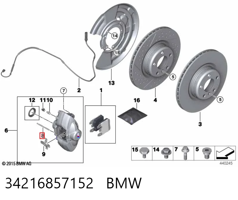 34216857152 BMW Kit de reparação dos freios traseiros