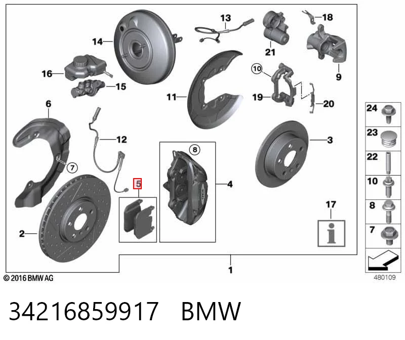 34216859917 BMW Sapatas do freio traseiras de disco