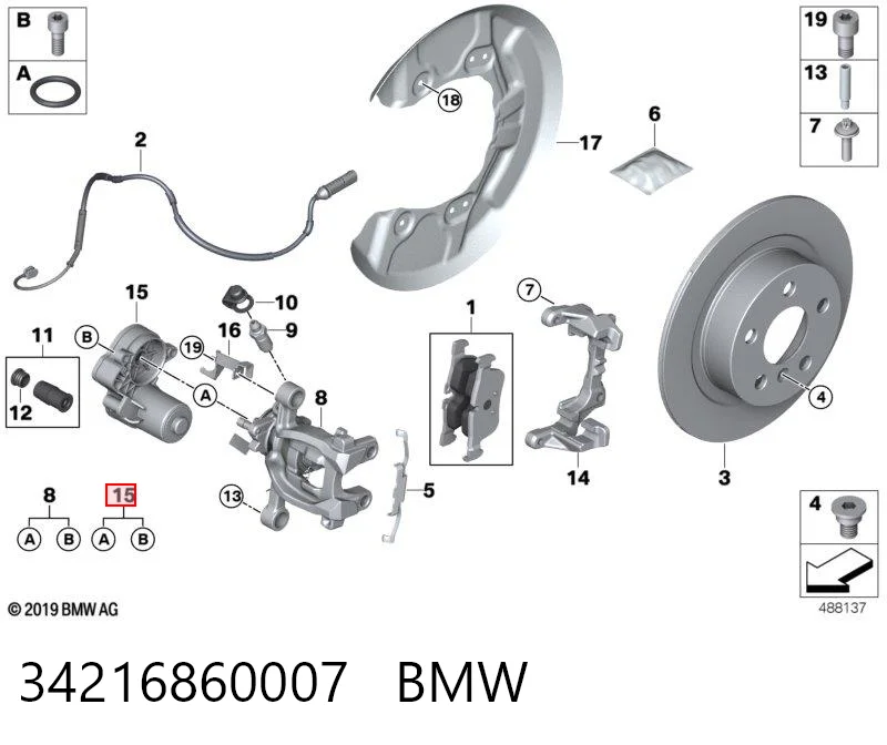 34216860007 BMW Motor de acionamento do freio de suporte traseiro