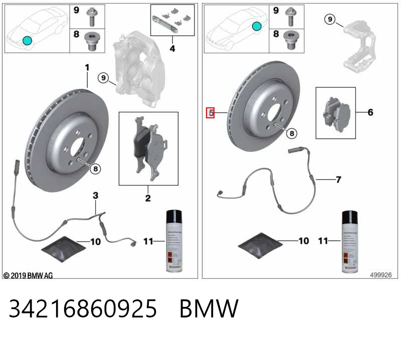 34216860925 BMW Disco do freio traseiro