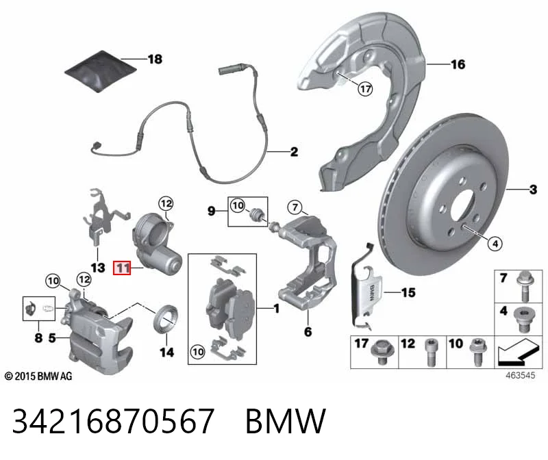 34216870567 BMW Motor de acionamento do freio de suporte traseiro