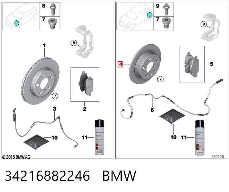 34216882246 BMW Disco do freio traseiro