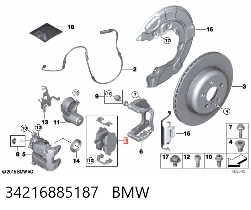 34216885187 BMW Sapatas do freio traseiras de disco