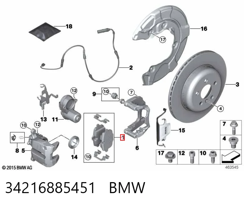 34216885451 BMW Sapatas do freio traseiras de disco