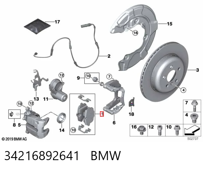 34216892641 BMW Sapatas do freio traseiras de disco
