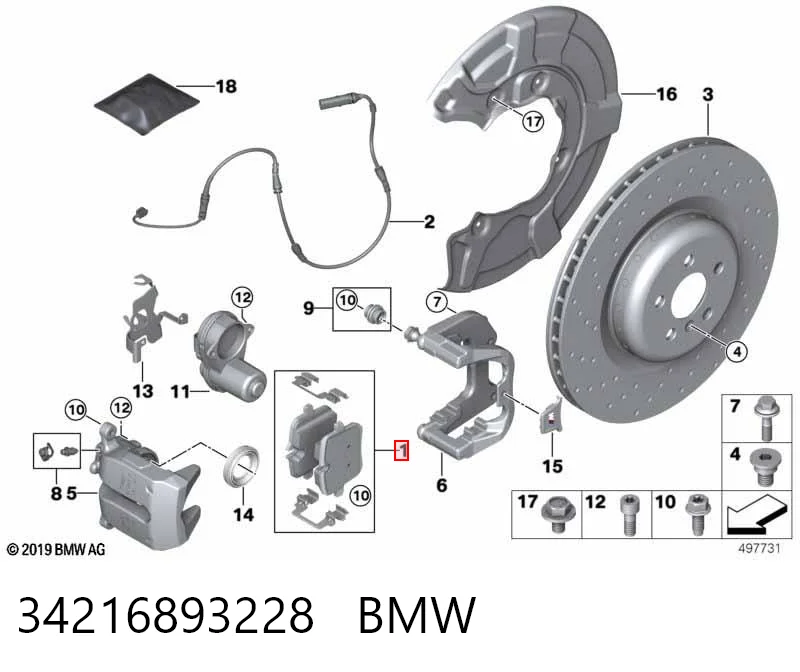 34216893228 BMW Sapatas do freio traseiras de disco
