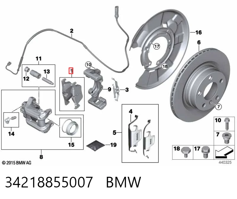 34218855007 BMW Sapatas do freio traseiras de disco
