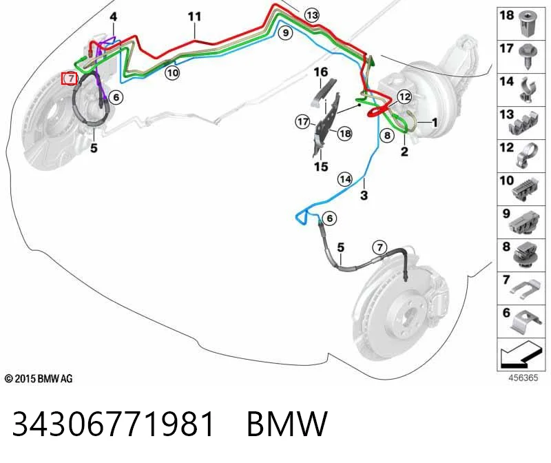 34306771981 BMW Braçadeira de fixação do freio de mangueira