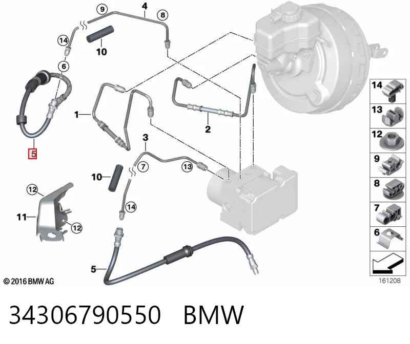 34306790550 BMW Mangueira do freio dianteira