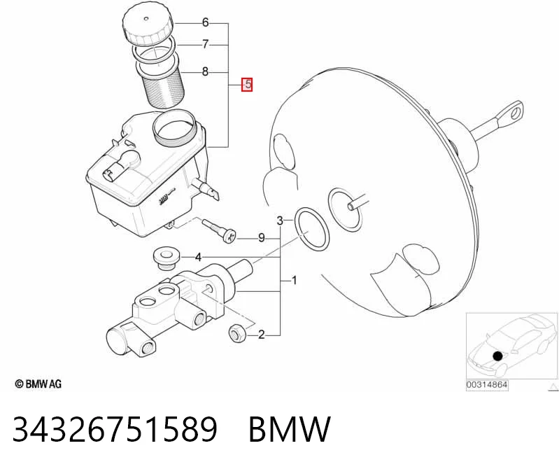 Tanque de cilindro mestre do freio (de fluido de freio) BMW 3 E46 ao melhor preço