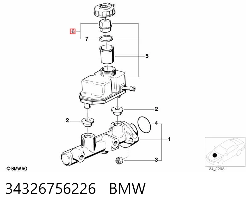34326756226 BMW Tampa de tanque de cilindro mestre do freio