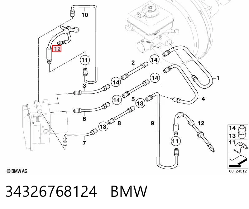 34326768124 BMW Mangueira do freio dianteira