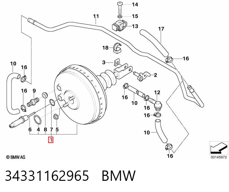34331162965 BMW Reforçador dos freios a vácuo