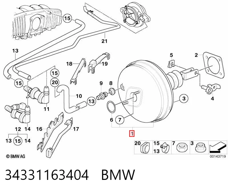 Reforçador dos freios a vácuo BMW 5  E39 ao melhor preço