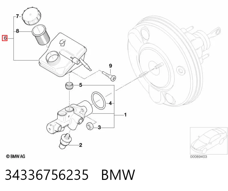Tanque de cilindro mestre do freio (de fluido de freio) para Mini Cooper R50, R53