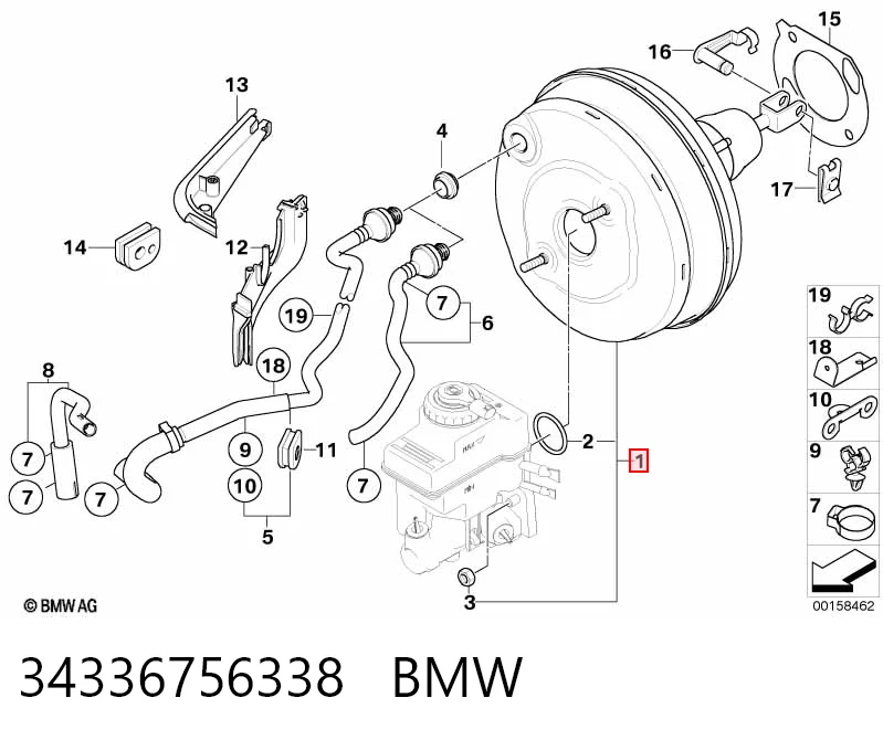  Reforçador dos freios a vácuo BMW 7 sedan (E65, E66, E67) (2001 - 2008) 