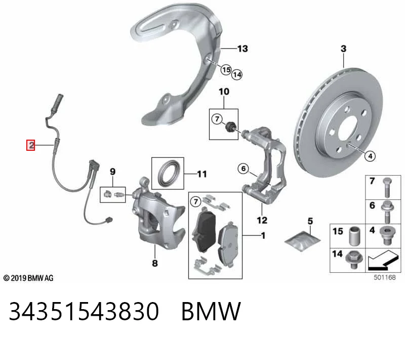 Sensor dianteiro de desgaste das sapatas do freio BMW 1  F40 ao melhor preço