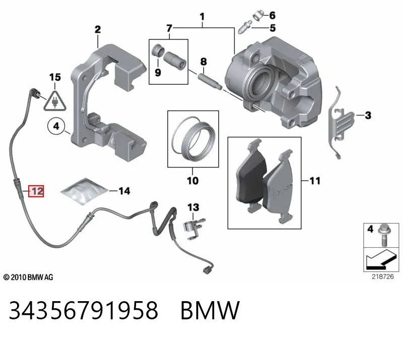 34356791958 BMW Sensor dianteiro de desgaste das sapatas do freio